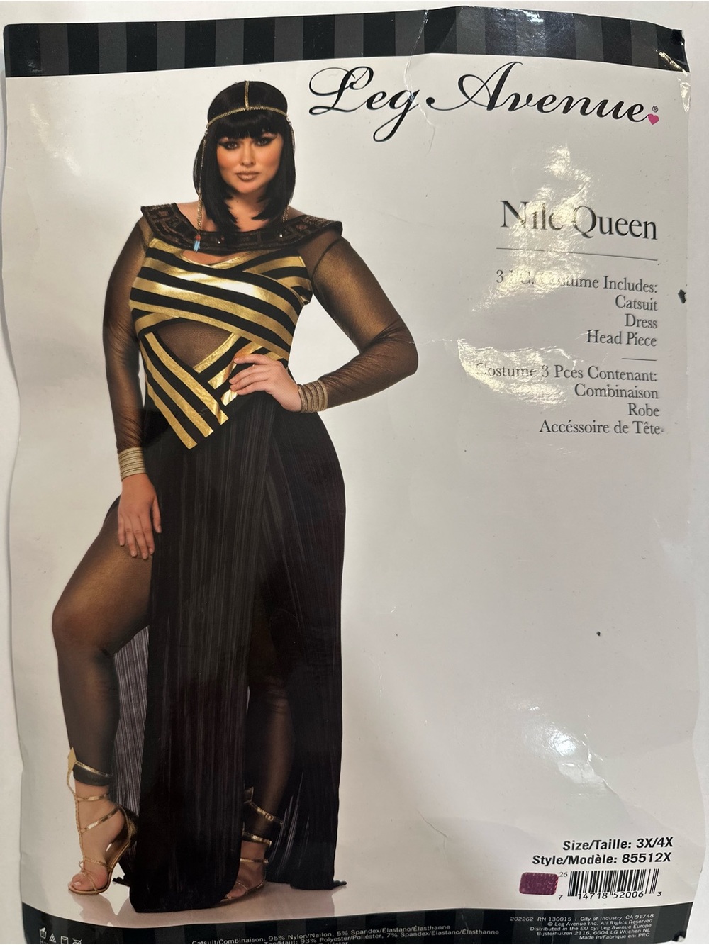 Egyptian/Cleopatra Style Halloween Costume 3X/4X “Nile Queen”